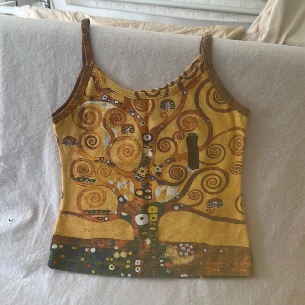 Gustav Klimt fabric in 100% cotton knit tank top